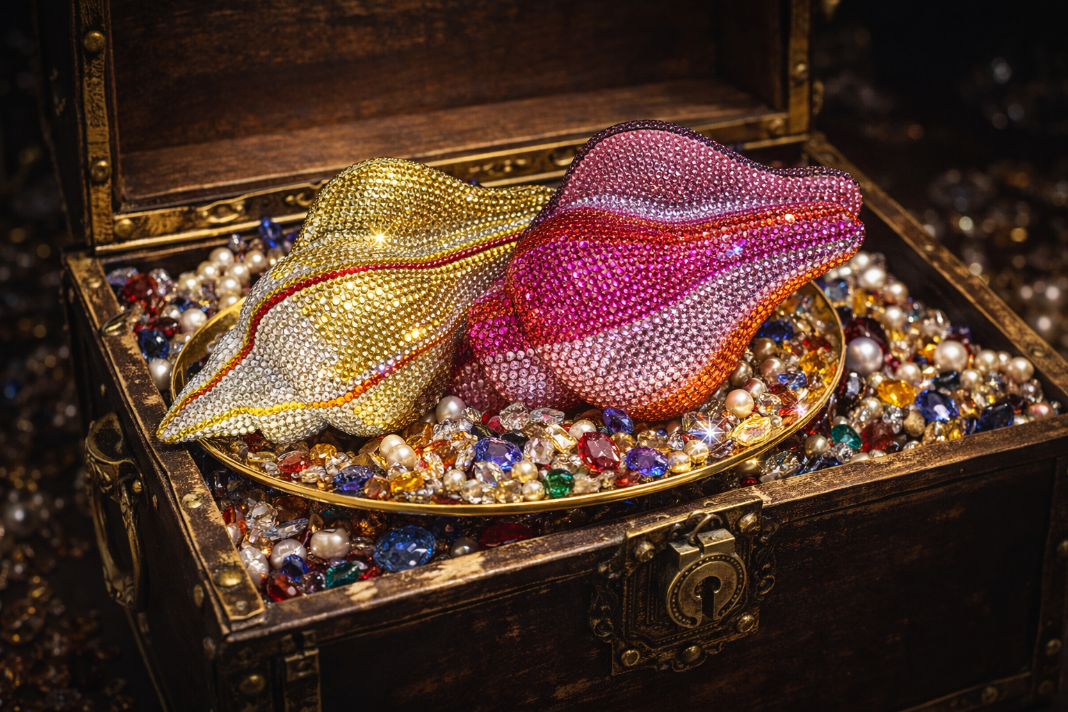 The Conch Statement Clutch – Crystal Shell Bag